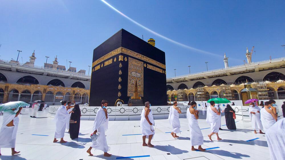 Muslims performing Tawaf around the Kaaba